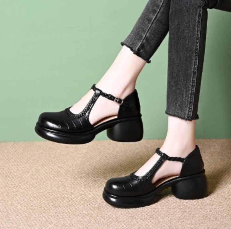 Women Black Croc‑Embossed Mary - Sandals review and price